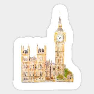 London Big Ben  palace of Westminster watercolor painting Sticker